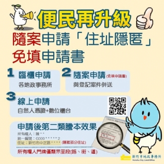 新竹市推「隨案申請住址隱匿」服務升級個資防護