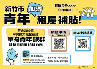 新竹好好租！竹市青年租金補貼3/9起開始受理申請最高每年多領6,000元