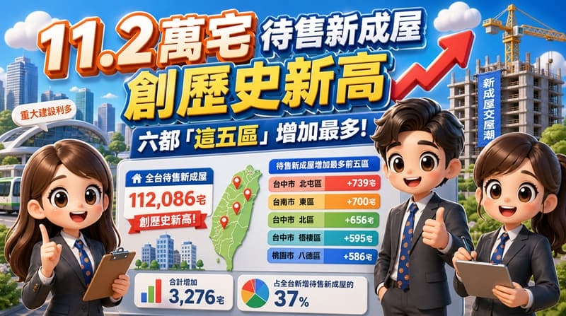 11.2萬宅待售新成屋創歷史新高六都「這五區」增加最多!