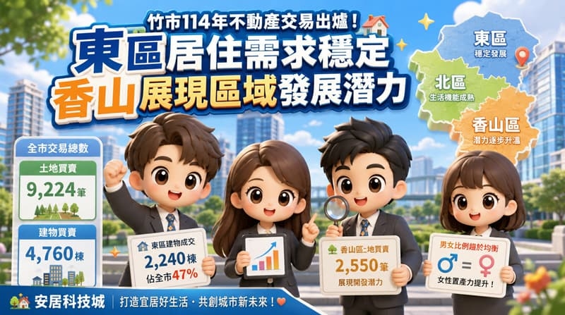 新竹市114年不動產交易出爐！東區居住需求穩定香山展現區域發展潛力