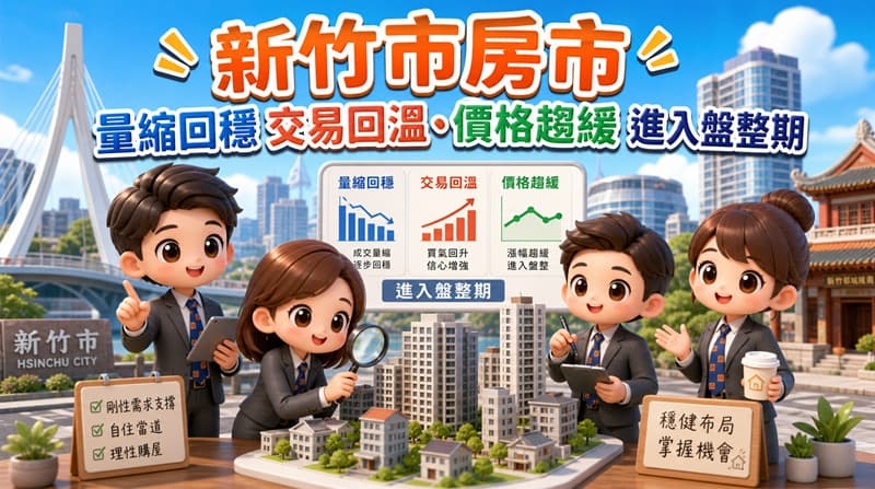 新竹市房市量縮回穩交易回溫、價格趨緩進入盤整期