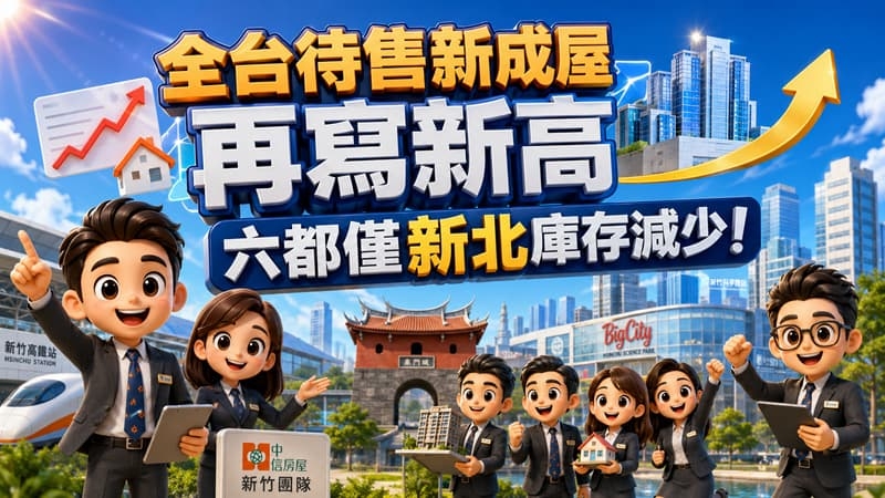 全台待售新成屋再寫新高六都僅新北庫存減少!