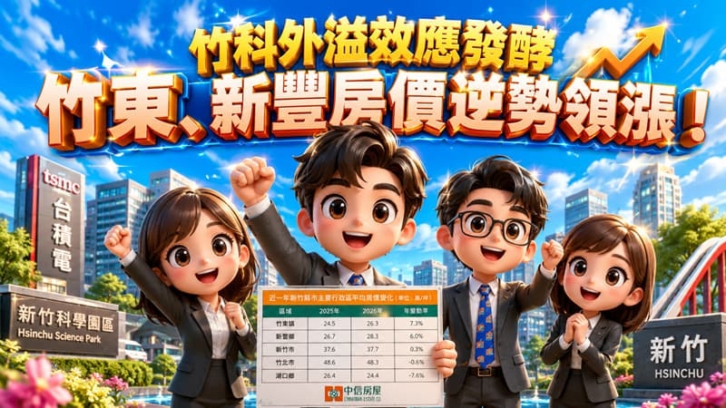 竹科外溢效應發酵竹東、新豐房價逆勢領漲!